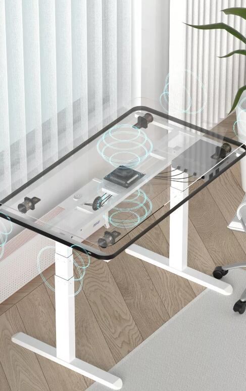 White Glass Board Dual Motor Electric Lifting Table